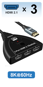 8K@60Hz 4K@120Hz HDMI Switch 3 in 1 out